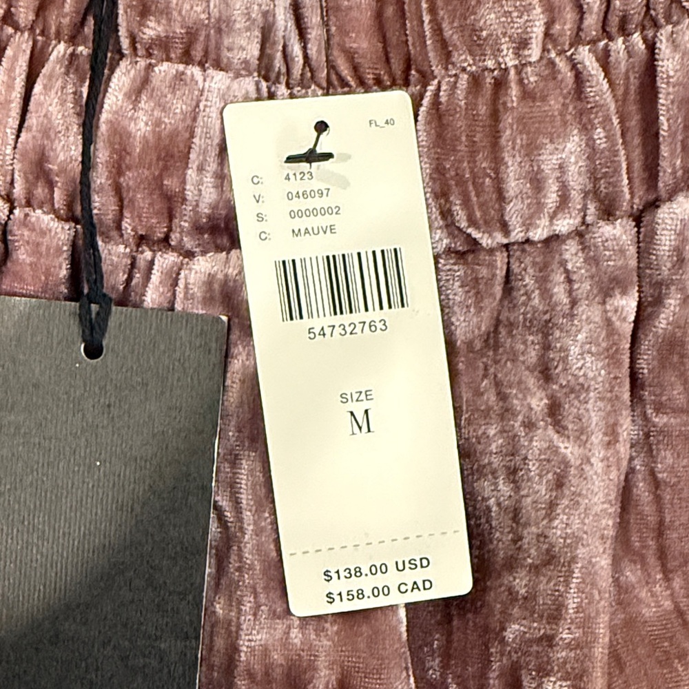 Anthropologie Mauve Crushed Velvet Wide Leg Pants - Picture 3 of 4